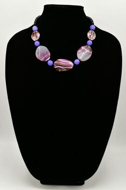 Alexander Kalifano Necklace Crystal Purple Black Pink Boho Chunky Beach Bin3